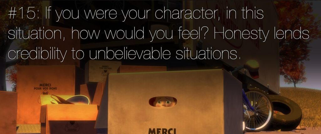 22 reglas de narrativa pixar 15 Si fueras tu personaje en esa situación cómo te sentirías